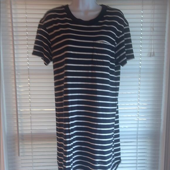 Madewell Navy and White Striped T-Shirt Dress - Picture 1 of 8